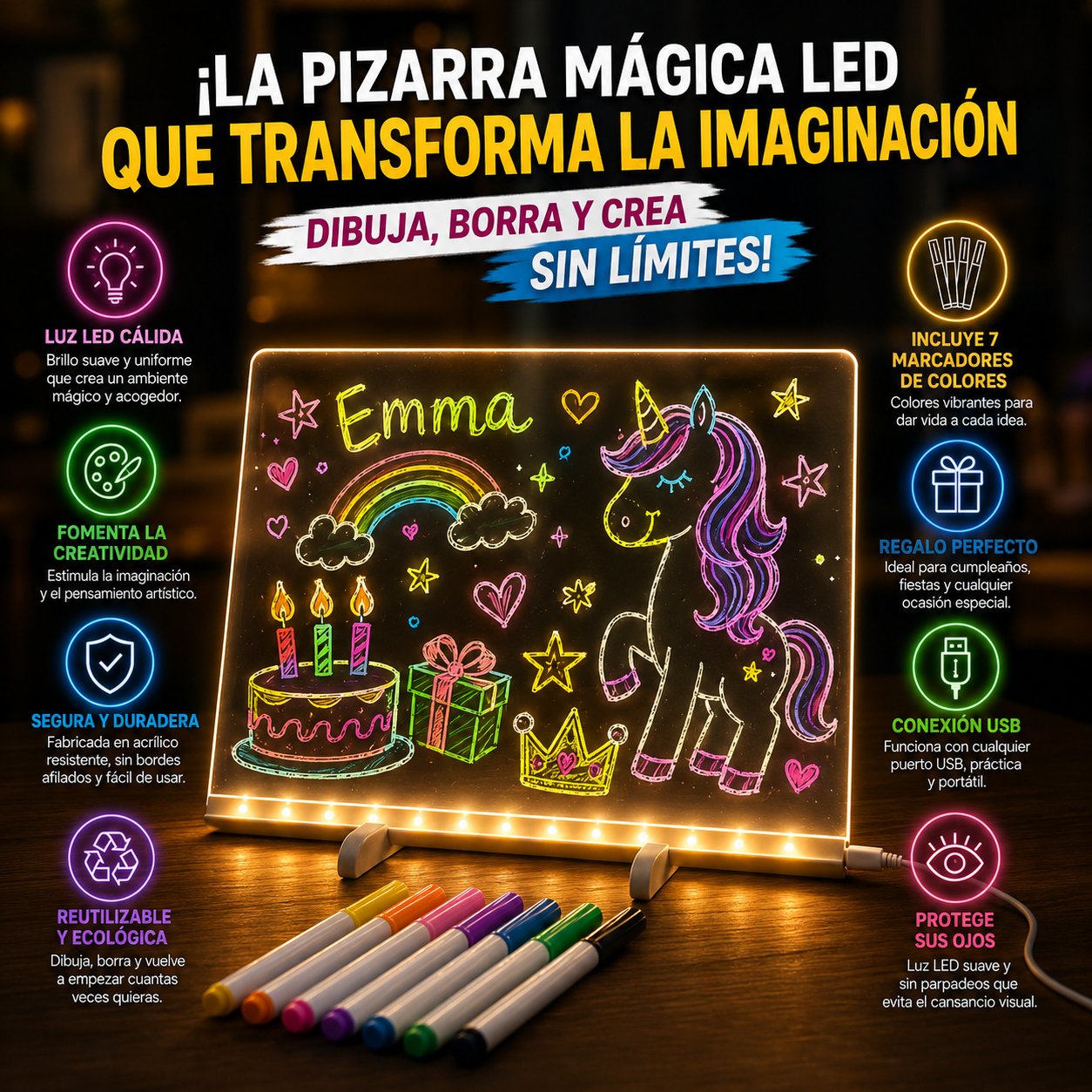 PIZARRA LED - Convierte Cada Dibujo en un Espectáculo de Luces