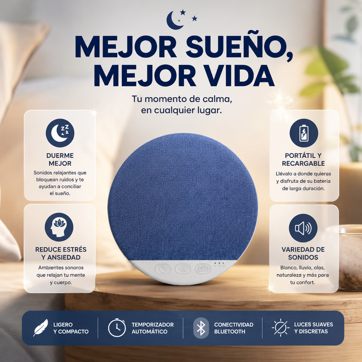 Mini Altavoz Portátil para Dormir