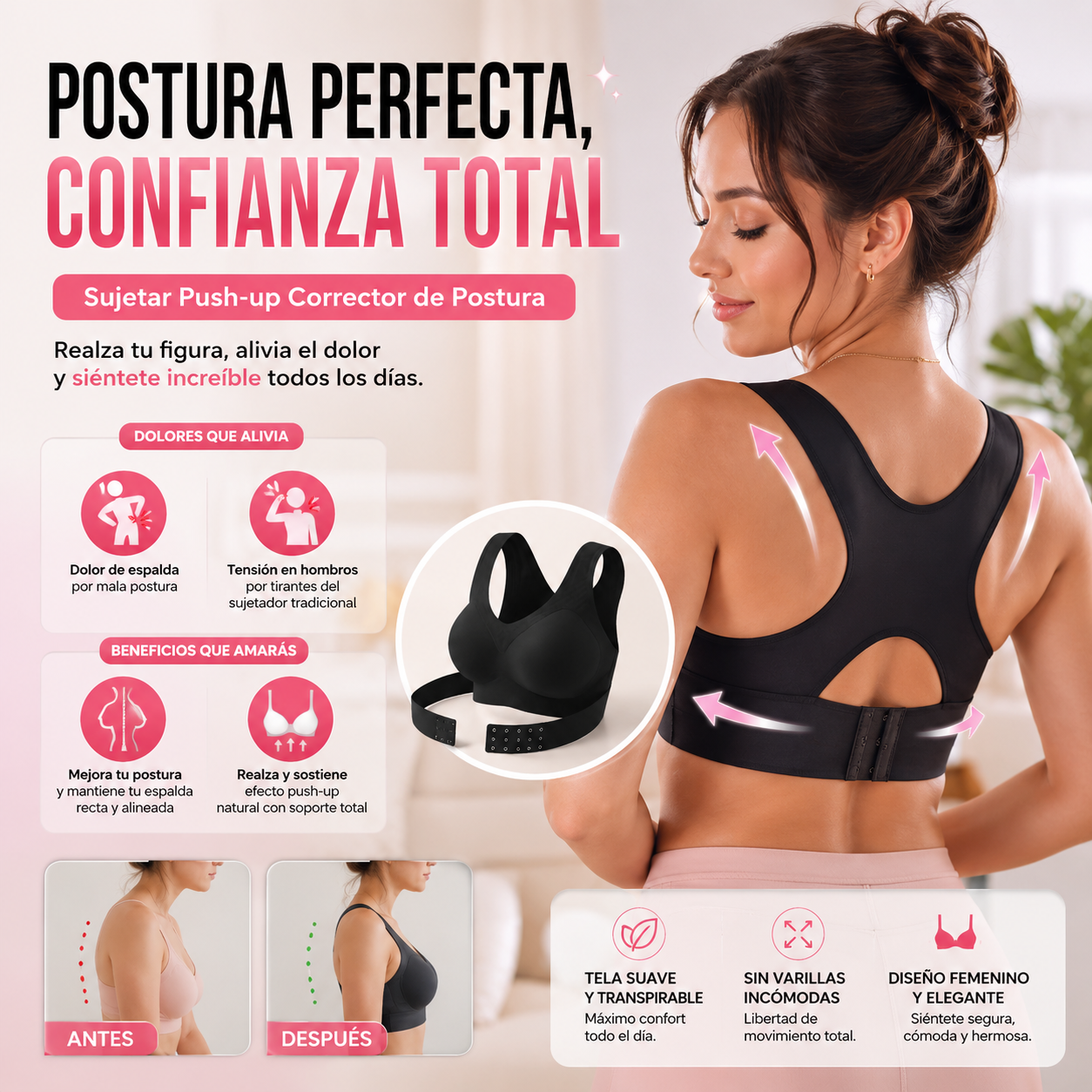 Sujetador Push-up Corrector de Postura para Mujer